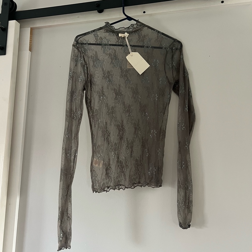Elegant Sheer Lace Top - Gray